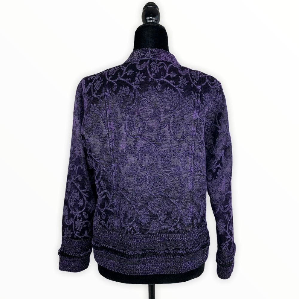 Coldwater Creek Rich Purple Tapestry Brocade Jacket size Petite Medium - Picture 8 of 14